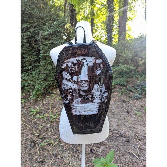 Rock Rebel Universal Monsters Coffin Backpack Dracula Mummy Frankenstein EUC - Picture 14 of 14